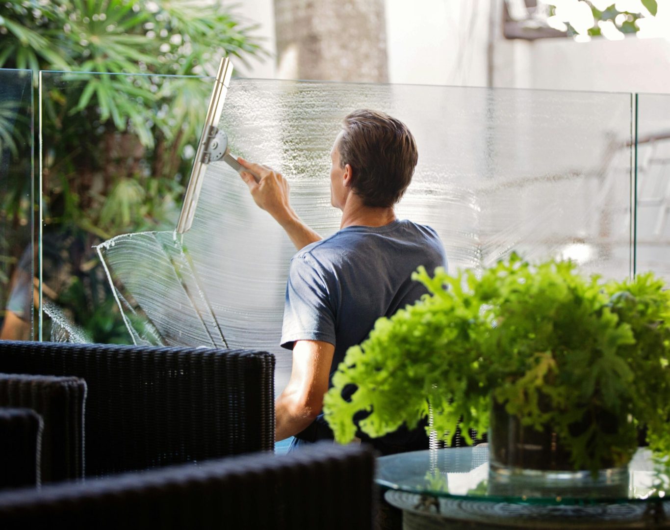 Experienced window cleaners working in Los Angeles, CA, providing clear, spotless windows for residential and commercial clients.